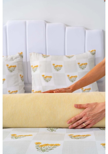 Sementa Çift Kişilik Nevresim Takımı Pamuklu Sarı