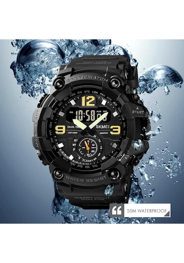 Sones Skmeı 9253 Erkek Kronometre Tarih Altı Pimli Paslanmaz Çelik Kayışlı Kuvars Saat Gümüş Siyah