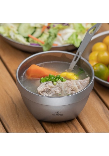 Tomshoo Ultralight Ti Çift Katmanlı Kase Açık Kamp Piknik Pirinç Gümüş