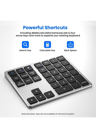 2.4g Bluetooth Sayısal Tuş Takımı Ultra İnce Kablosuz Sayısal Tuş Takımı Siyah