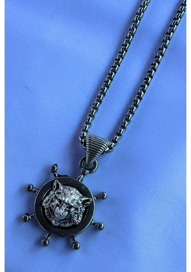 Kurt Dümen El İşçiliği Paslanmaz Çelik Zincir Erkek Kolye Gümüş