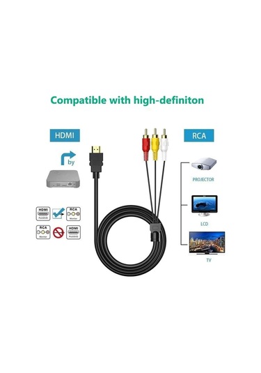 Hdmı - Rca Kablosu 5 Ft/1,5 M Hdmı - 3rca Kablosu Ses Video Av Bileşen Dönüştürücü Adaptör Kablosu