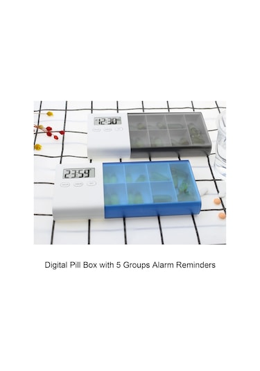 Vkemall Mavi Taşınabilir Akıllı İlaç Kutusu - Zamanlayıcı Ve Alarmlı İlaç Hatırlatıcı Cihazı
