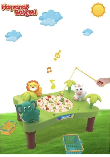 Hayvanat Bahçeli Mıknatıslı Kırmızı Balık Oyunu Müzikli Masalı Balık Yakalama Oyunu