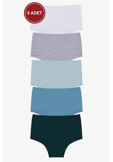 Kadın 5'li Likralı Ekstra Yüksek Bel Külot Ko5305ktl Gri Melanj