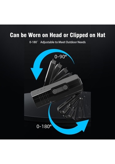 Pazly Şarj Edilebilir Led Kafa Lambası: Akıllı Sensör, 5 Modlu Aydınlatma, Kırmızı-mavi Uyarı Işığı, Su Geçirmez Siyah Siyah