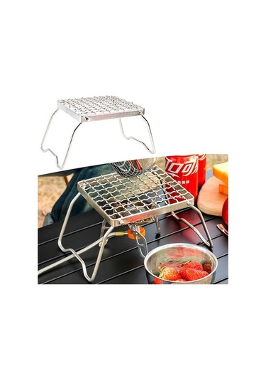 Novahub Mini Katlanır Izgara Standı, Paslanmaz Çelik, Gümüş, Kamp & Piknik, Barbekü Pişirme Aleti Gümüş