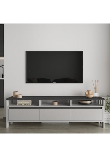 Atlas 3 Kapaklı Tv Ünitesi 160 Cm Antrasit - Gri