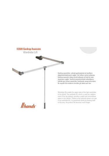 Hands Lift Gardrop Dolap Elbise Askı Asansörü Gri