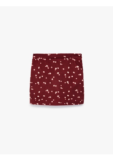 Koton Beli Lastikli Çiçekli Şort Etek Bordo Desenli 6wmg40103ak Bordo Desenli