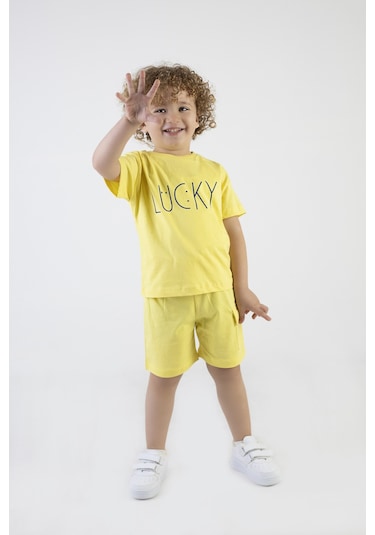 Erkek Çocuk Lucky Baskılı Kısa Kollu Şortlu Alt Üst Takım 001