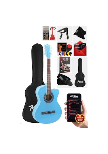 Midex Xc-120ltb Kaliteli Akustik Gitar Gül Klavye Sap Ayarlı 4/4 Full Set