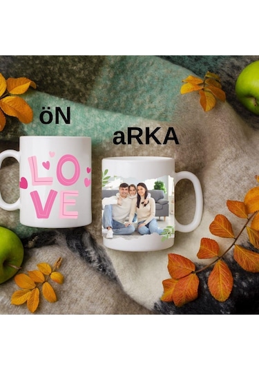 Kişiye Özel Love Temalı Bardak Ve Gece Parlayan Lotus Çiçeği Kolye Hediye Seti