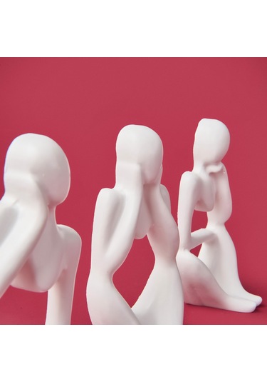 Evidea Deco Human 3'lü Biblo - Beyaz Beyaz