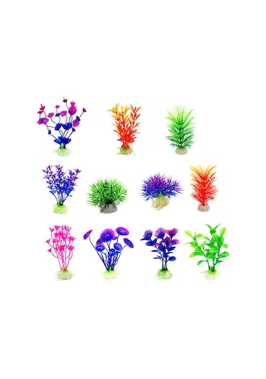 Xindoker "11 Çeşit Akvaryum Dekorasyonu - Gerçekçi Plastik Bitkiler Ve Yapay Süsler"