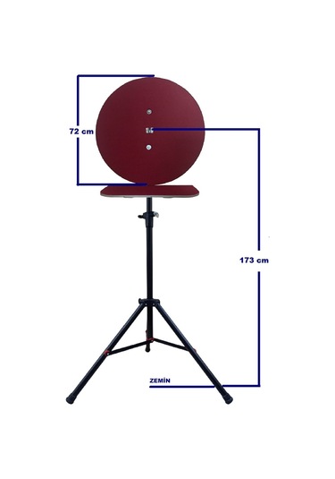 Raf Düzenekli Tripod Ayaklı Dart Arkalık Stand Seti Bordo