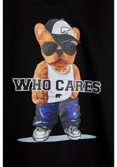 Bad Bear Mood 24.06.12.001s Siyah Çocuk Baskılı Hoodie Sweatshirt Siyah