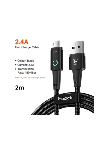Toockitoocki Mikro Usb Kablo Samsung Uyumlu S10 2.4a Hızlı Şarj Veri Kablosuaçık90 Cm
