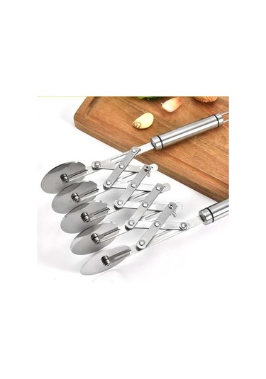 Novahub Paslanmaz Çelik Pizza Kesici 5 Tekerlekli Rulo Hamur Bölücü, Ev-mutfak Aracı Gümüş