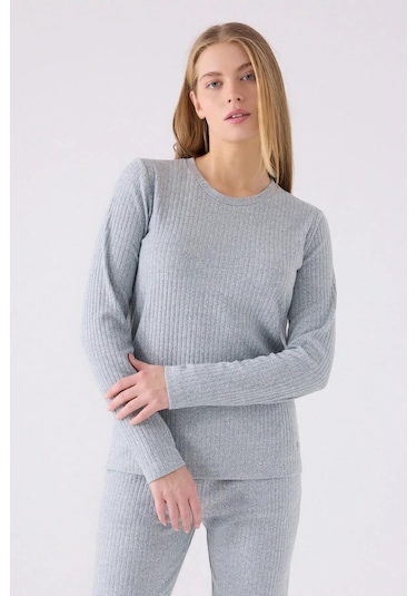 Pierre Cardin 8908 Uzun Kollu Kadın Pijama Takımı Yeşil Çok Renkli