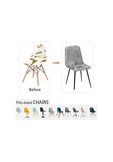 Gri Parlak Kadife Sandalye Örtüsü Bar Sandalyesi Örtüsü Kısa Sandalye Örtüsü Oturma Odası Koltuk Örtüsü