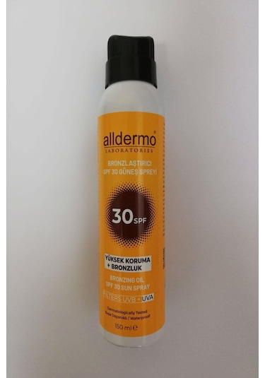 Alldermo SPF 30 Bronzlaştırıcı Güneş Spreyi 150 ML
