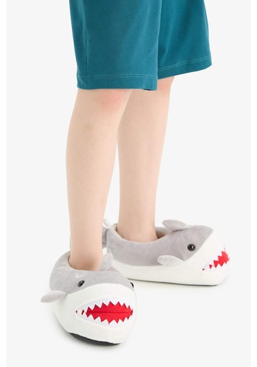 Defacto Erkek Çocuk Köpek Balığı Temalı Düz Taban Panduf F1924a825wngr2 Gri-gr2