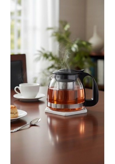 Lüks Renkli Cam Süzgeçli Demlik 700 Ml Modern Şıklık Çok Renkli