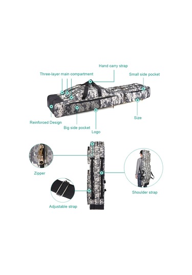 120 Cm/150 Cm 3 Katmanlar Balıkçılık Çanta Taşınabilir Şehir Kamuflajı