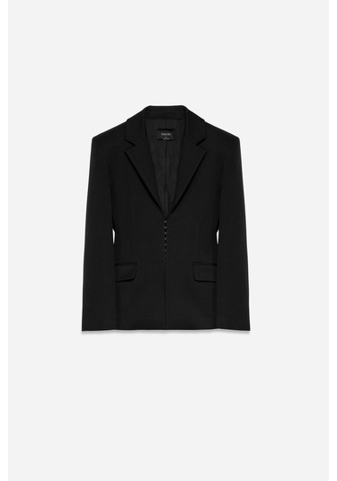 Thalure Kadın Siyah Agraflı Bele Oturan Blazer