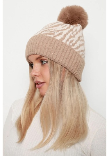 Zebra Desen Kadın Bere Rkş-21 Camel Camel