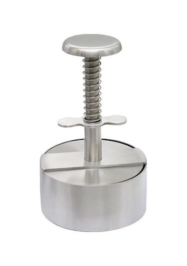 Yaylı Düğmeli Ayarlanabilir Burger Presi Hamburger Köfte Makinesi, Paslanmaz Çelik Yapışmaz Dolgulu Hamburger Presi Makinesi 8 Cm