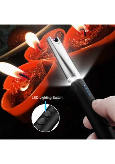 Yifomall Usb Şarjlı Rüzgara Dayanıklı Ark Çakmak - Led Aydınlatmalı Kamp & Barbekü Çakmağı Çok Renkli