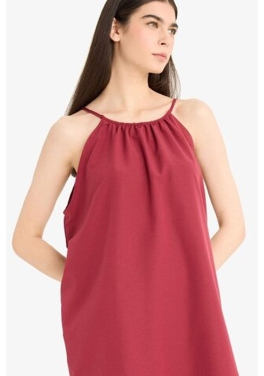 Defacto Yuvarlak Yaka Terry Cotton Mini Plaj Elbisesi-fall İn Love E5102ax25spbr285 Bordo