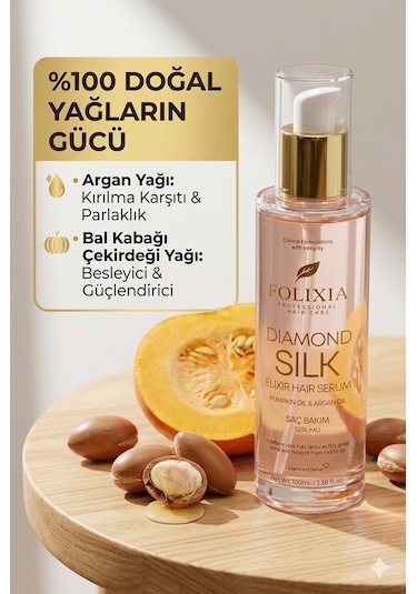 Folixia Argan & Kabak Çekirdeği Yağı Saç Bakım Serumu 100 ML