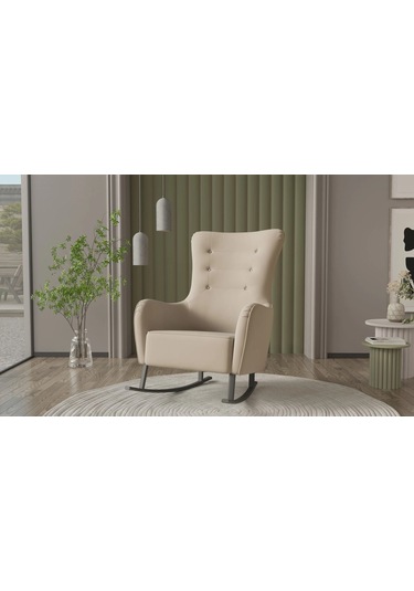 Roma Sallanır Berjer Tv Koltuğu Dinlenme Koltuğu - Krem Krem