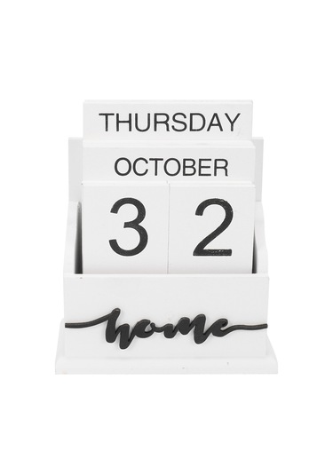 Ahşap Midye Kabuğu Masa Bloğu Takvim Hafta Ay Tarih Gösterimi