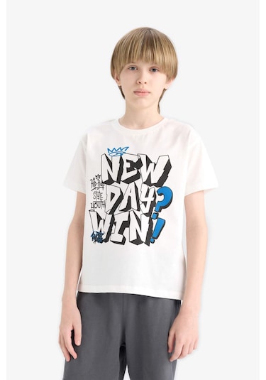 DeFacto Erkek Çocuk 2'li Takım Baskılı Kısa Kollu Tişört Şort E8827A825SMWT32