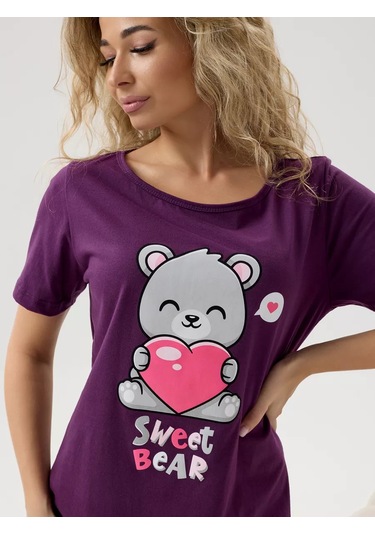 Rusteks Mg Pamuklu Geceleri Gömlek 191300637 Patlıcan Rengi