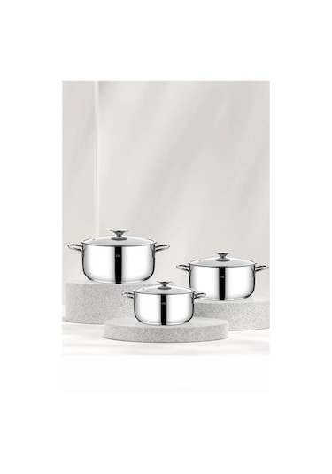 Taç Bengü Pro 6 Parça Çelik Tencere Seti 16-18-20 -8095