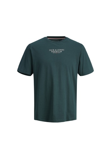 Jack & Jones Bisiklet Yaka Logo Baskılı Tişört - Bluarchie 12217167 Ponderosa Pine Yeşil