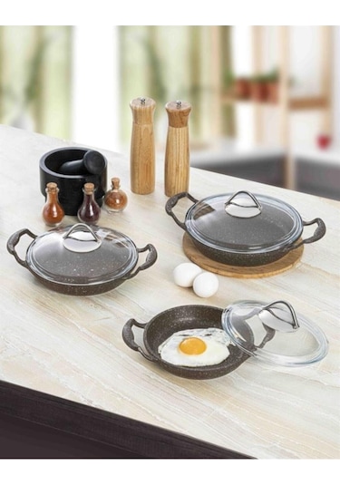 Kahramanlar Kahverengi Helegra 6 Parça Döküm Sahan Seti