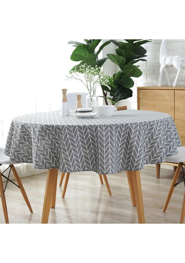 Ximistore9 Koyu Mavi Desenli Yumuşak Keten Masa Örtüsü - 120 Cm Daire Şekilli, Yıkama Dayanıklı, Renk Kaybı Olmayan, Modern Ev Dekoru Sari