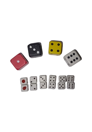 12 Adet Tavla Zarı + 4 Adet Okey Zarı