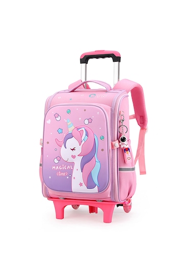 Econicword Okul Çantası Tekerlekli Sırt Çantası Arabası Öğrenci A