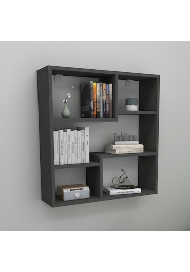 5 Raflı Duvar Rafı, Mutfak Rafı, Oturma Odası Rafı Antrasit