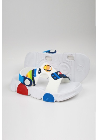 Günlük Unisex Çocuk Sandalet Esnek Kaymaz Taban Yazlık Ev Okul Kreş Ayakkabı Ps940-ps955 Beyaz - Lacivert