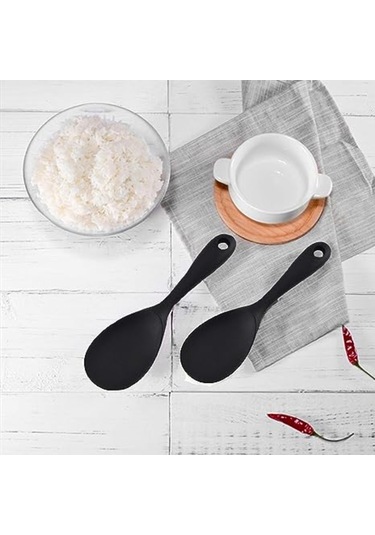 Burcummm Silikon Kısa Pilav Kaşığı Siyah