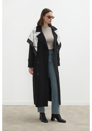 Manuka Premium Oversize Trençkot Siyah