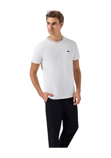 Ellesse 6sm5058-of Bisiklet Yaka Erkek Triko T-shirt - Kırık Beyaz